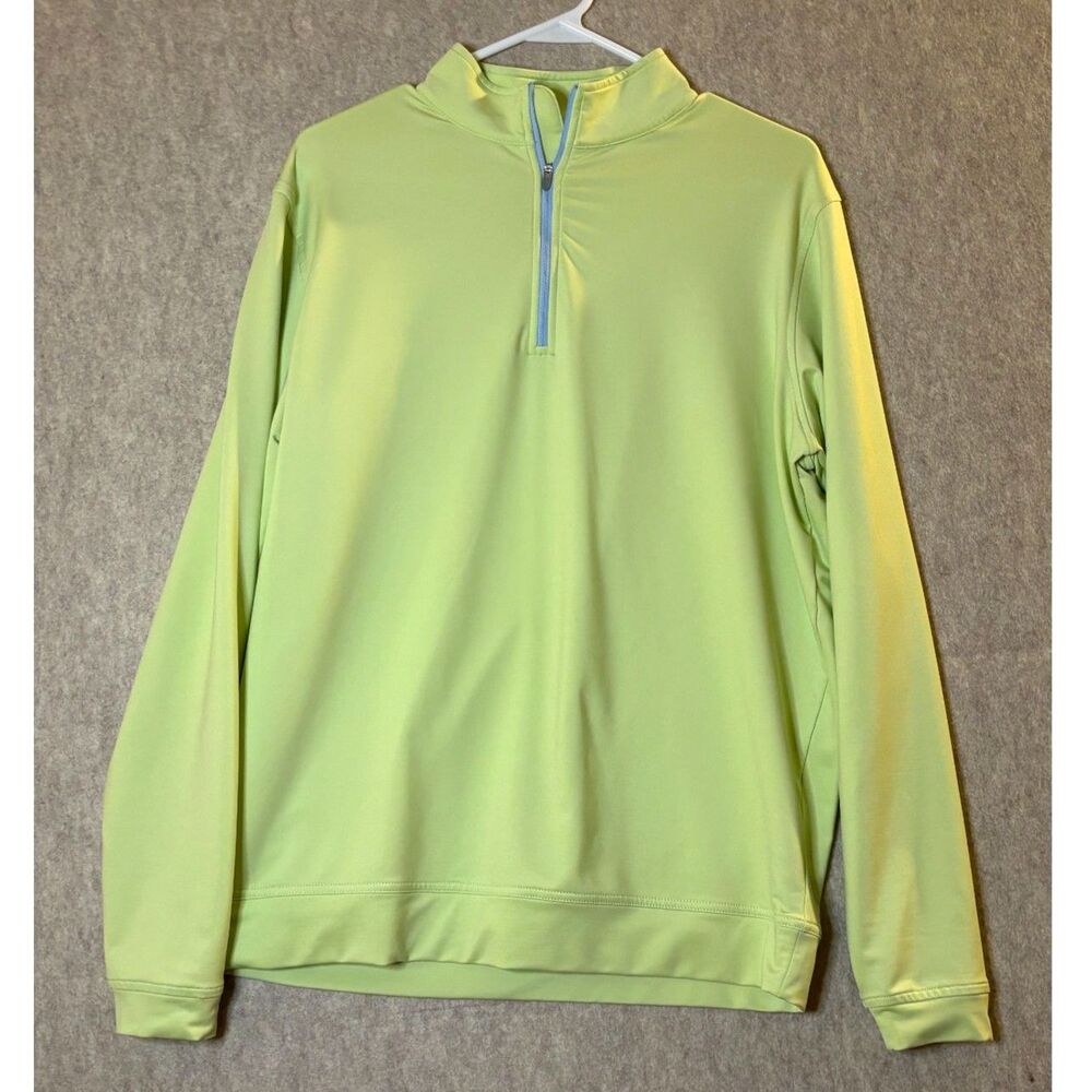 Peter Millar Men’s M Quarter Zip Pullover Lime Green Performance Golf Shirt